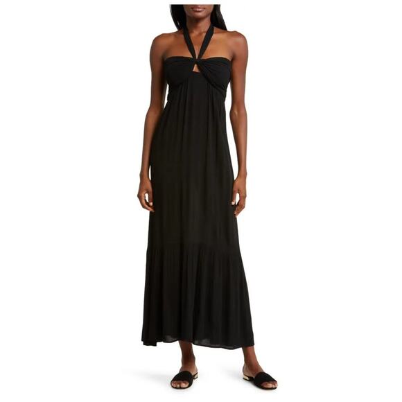 Elan Tiered Halter Maxi Cover-Up Dress Size Large - Picture 1 of 10